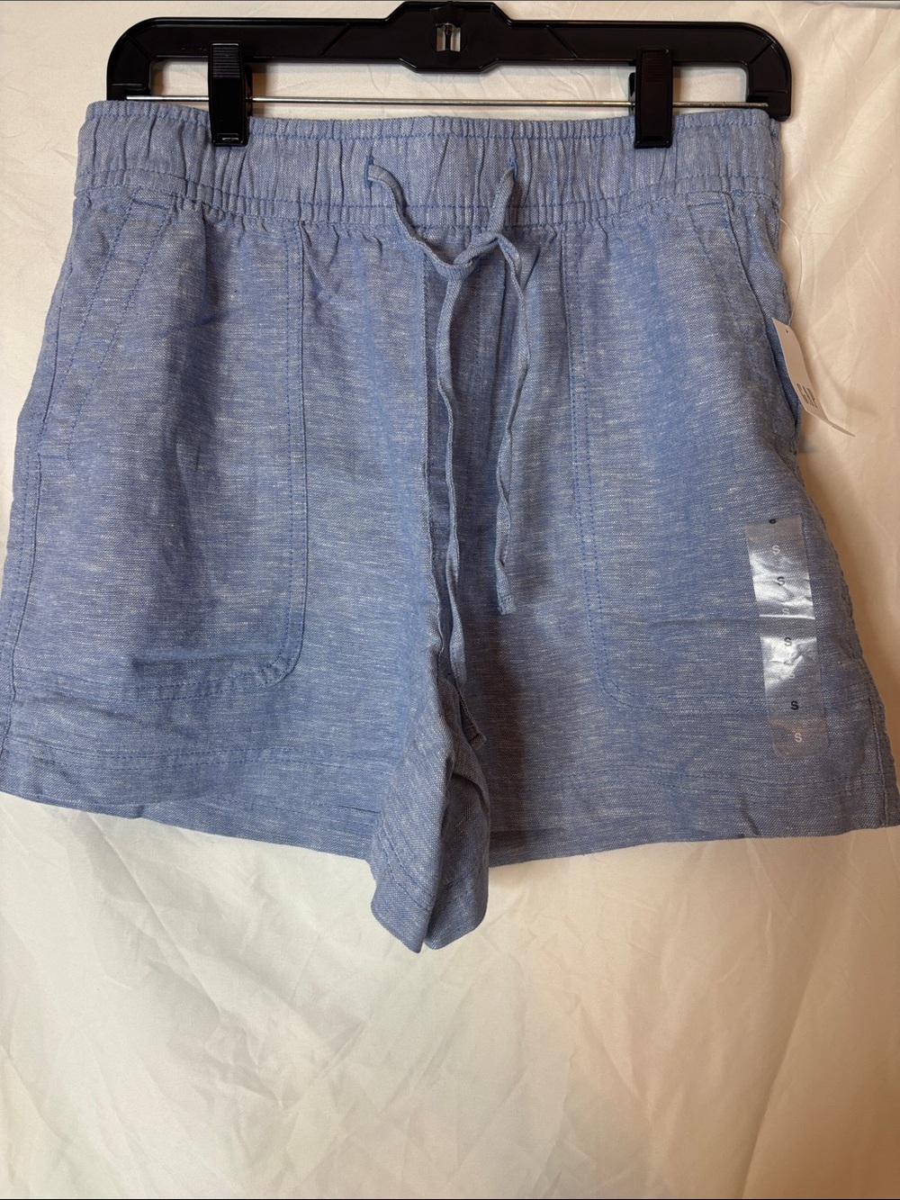GAP Light Blue Drawstring Linen-Blend Women's Shorts